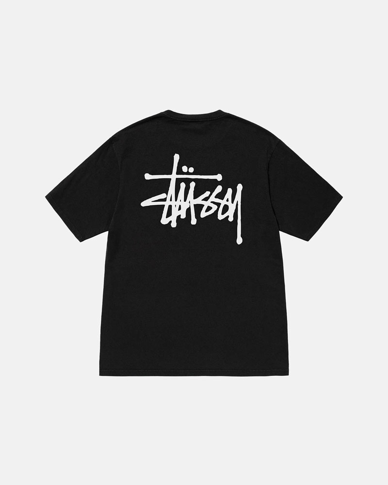 Black Stüssy Basic Pigment Dyed T-Shirts | USA AOYRNL826