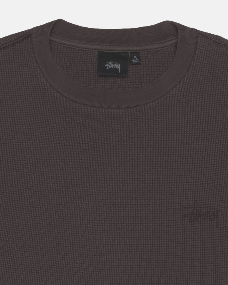 Black Stüssy Basic Stock LS Thermal Sweater | USA ZMDHUX574