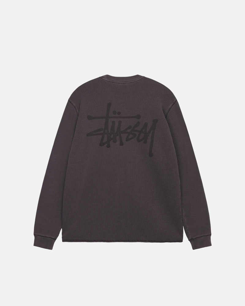 Black Stüssy Basic Stock LS Thermal Sweater | USA ZMDHUX574