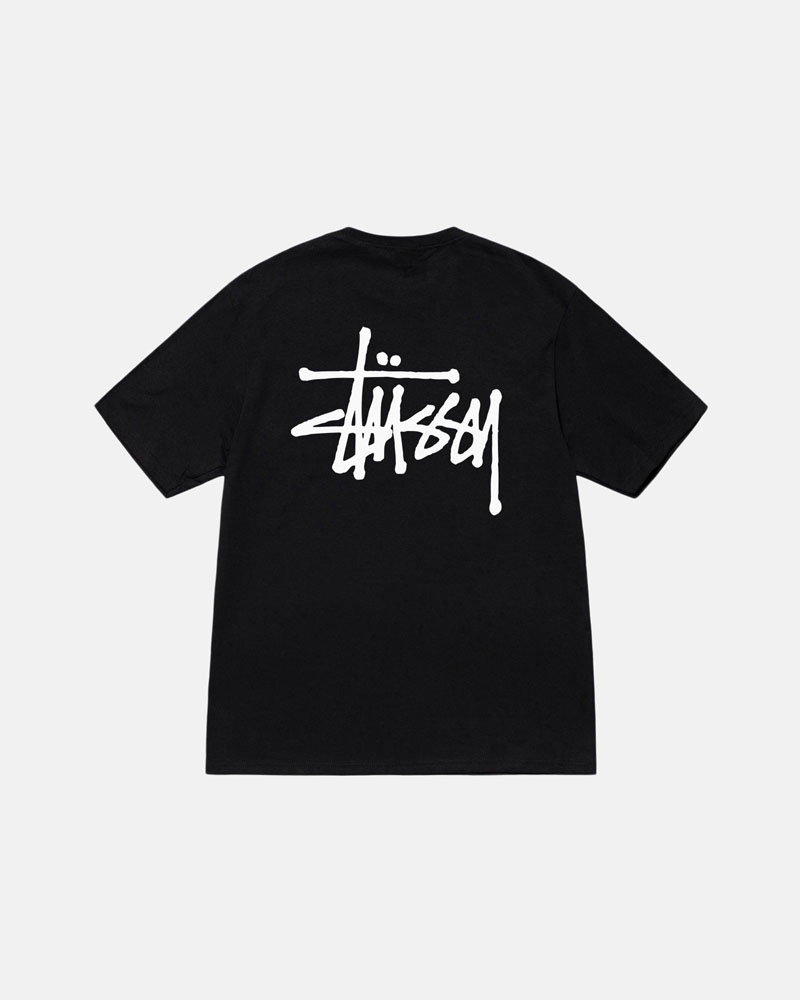 Black Stüssy Basic T-Shirts | USA UHDJGS549