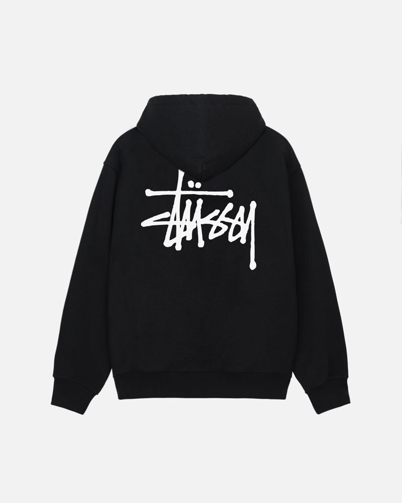 Black Stüssy Basic Zip Hoodie | USA HZOGBF712