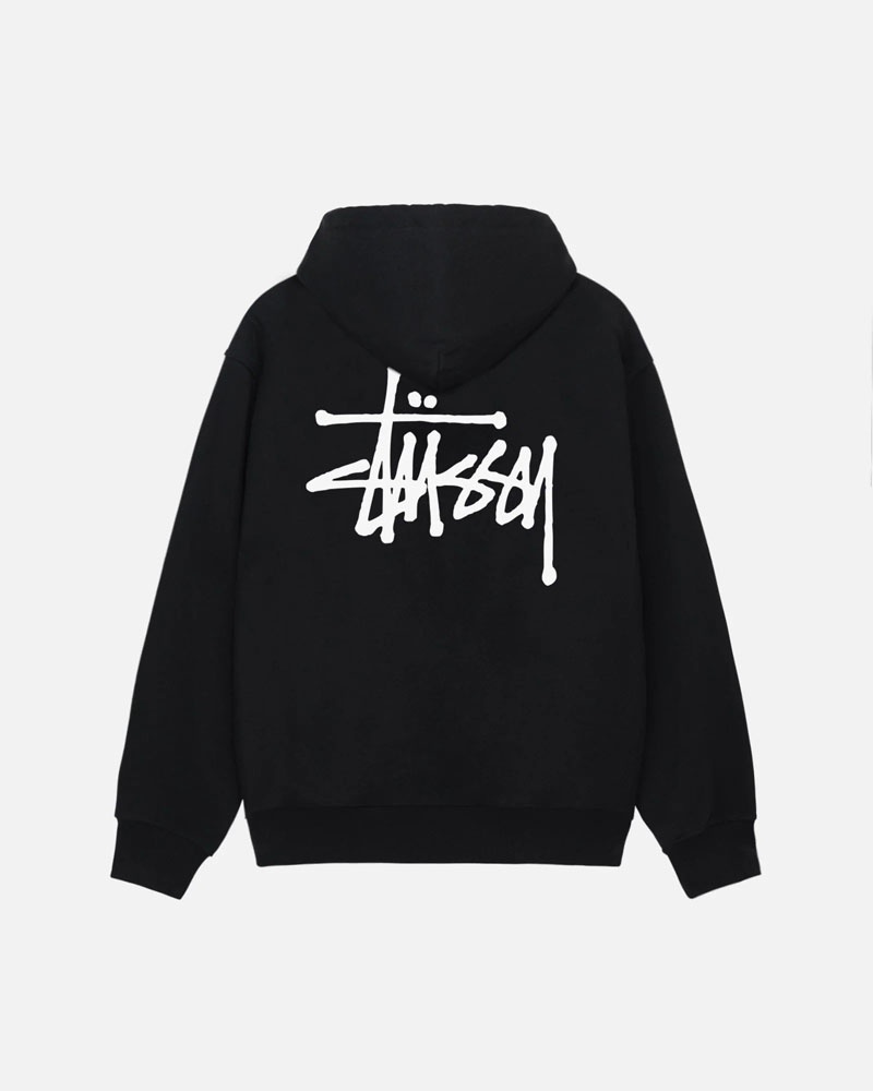 Black Stüssy Basic Zip Hoodie | USA QZWAUX693