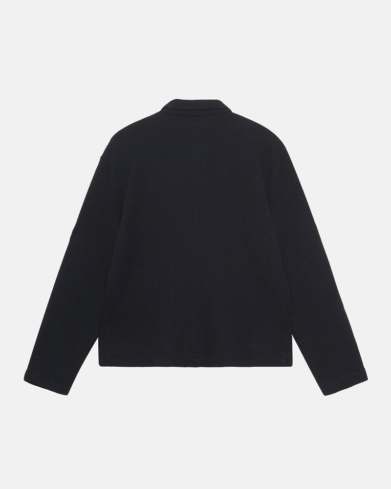 Black Stüssy Big Thermal Zip Shirts | USA MQVXWI539