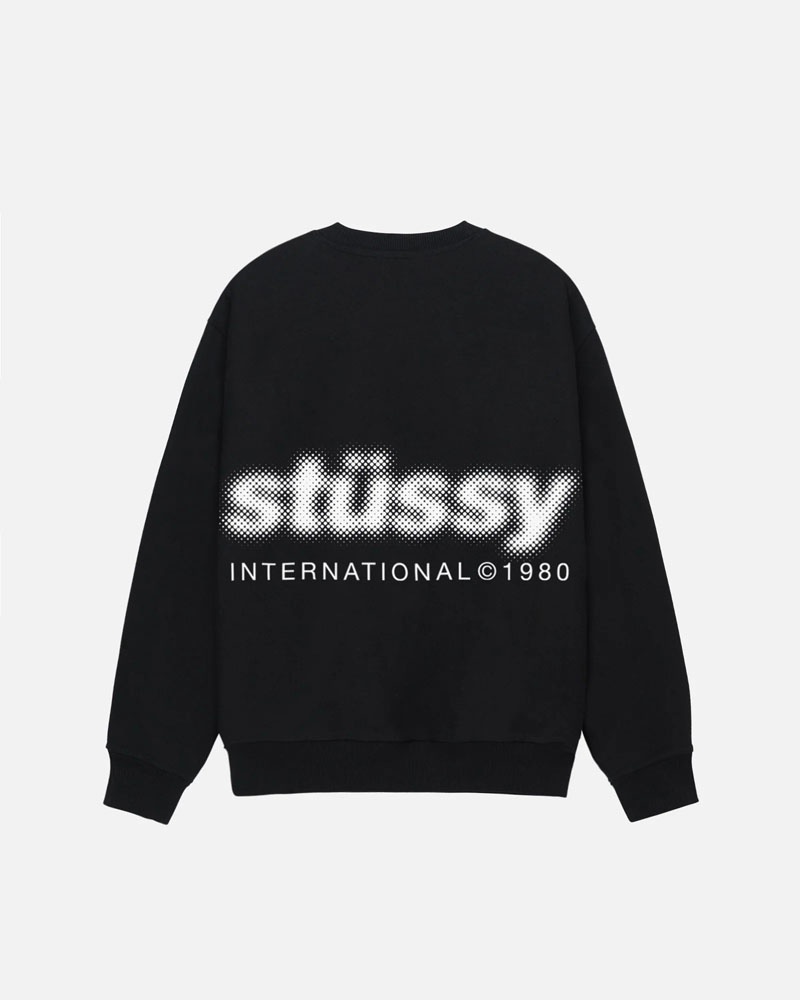 Black Stüssy Blur Crew Sweatshirt | USA EWBFQP807