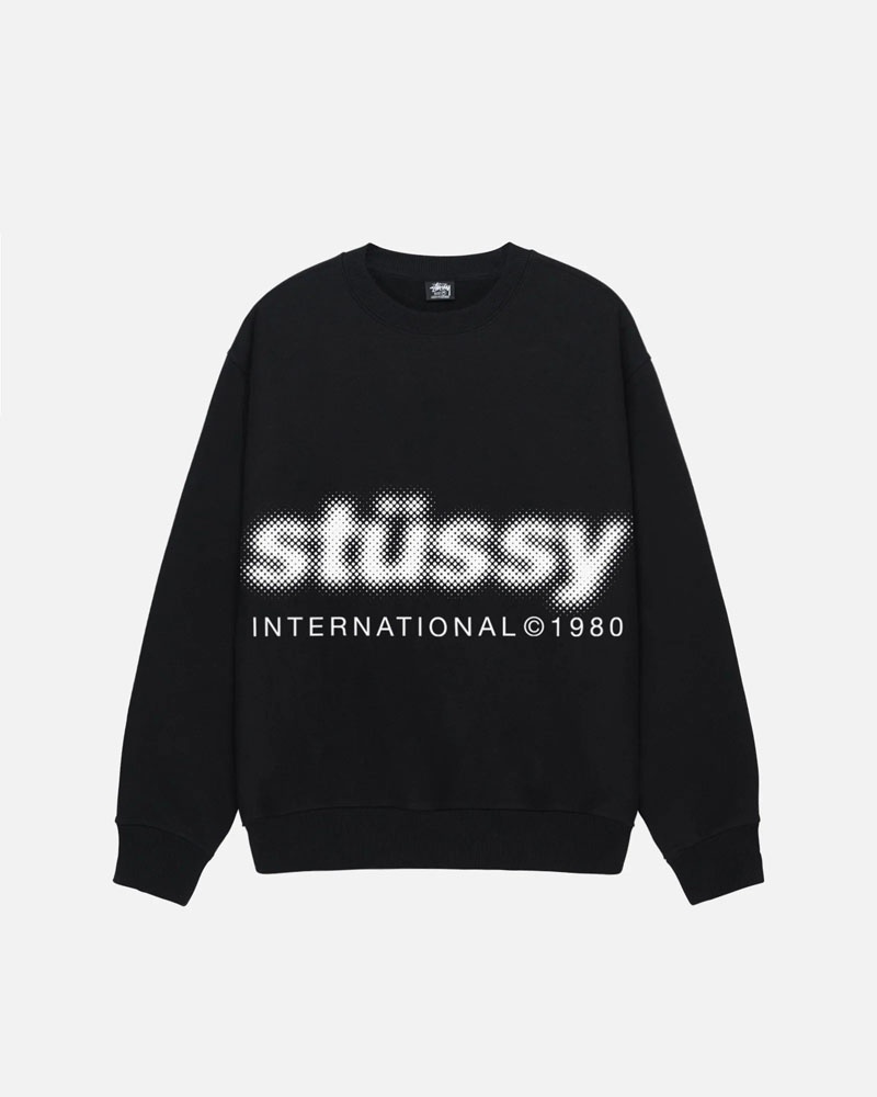 Black Stüssy Blur Crew Sweatshirt | USA EWBFQP807