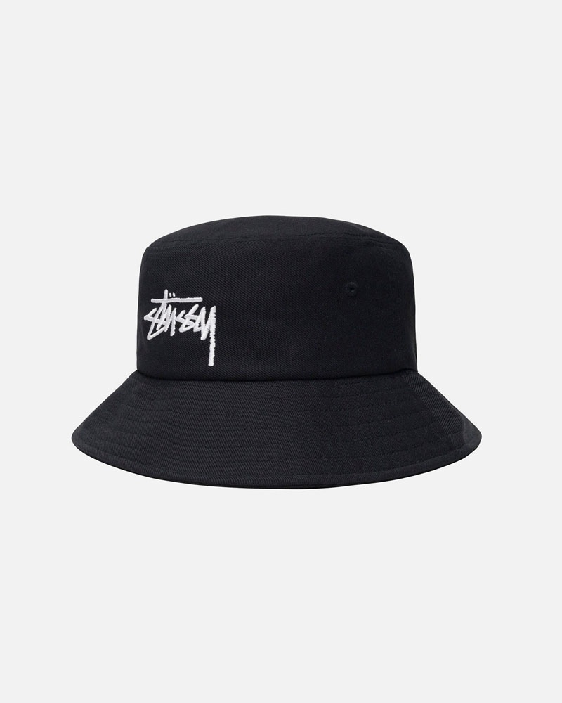 Black Stüssy Bucket Big Stock Hats | USA GZYMOD415