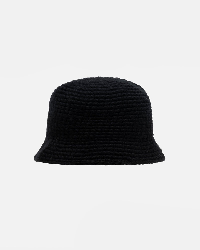 Black Stüssy Bucket SS Link Knit Hats | USA WVDRFA978