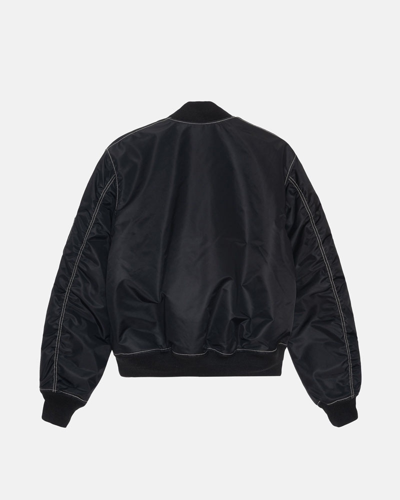 Black Stüssy Built Reversible Bomber Jacket | USA VAUDBW491