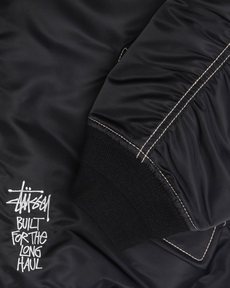 Black Stüssy Built Reversible Bomber Jacket | USA VAUDBW491