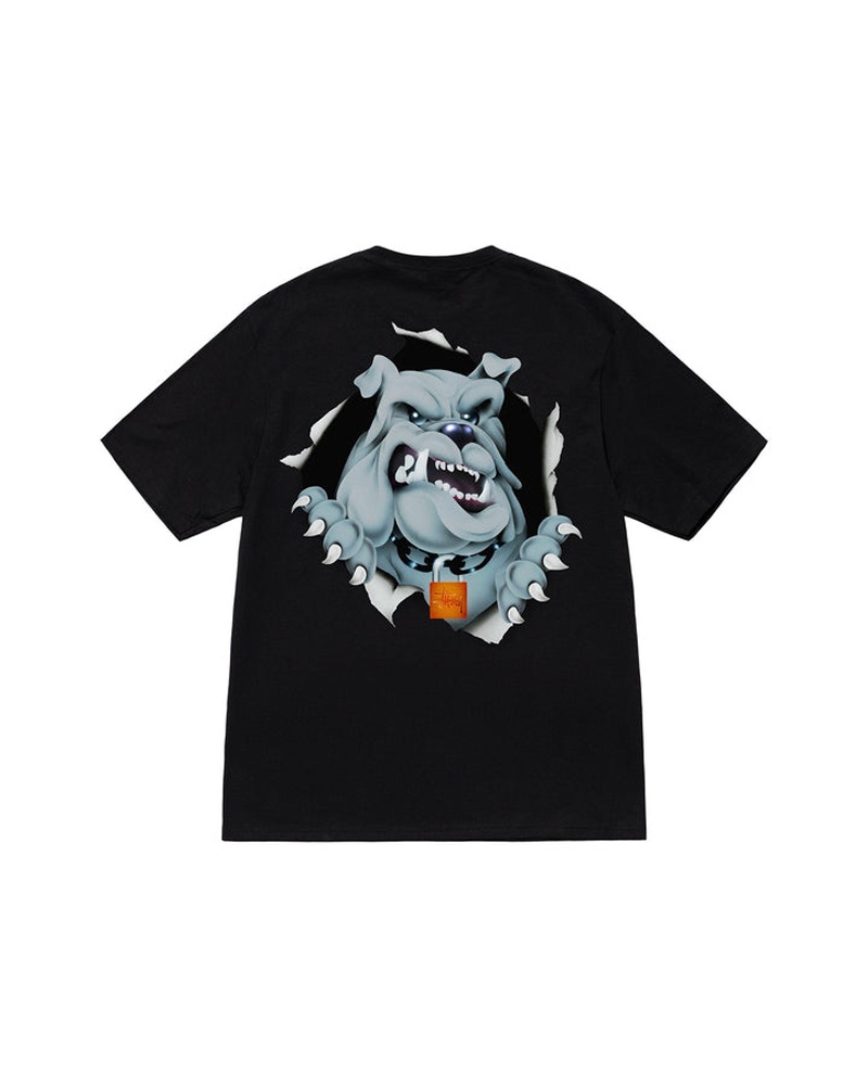 Black Stüssy Bulldog Ripper T-Shirts | USA QSBGIW291