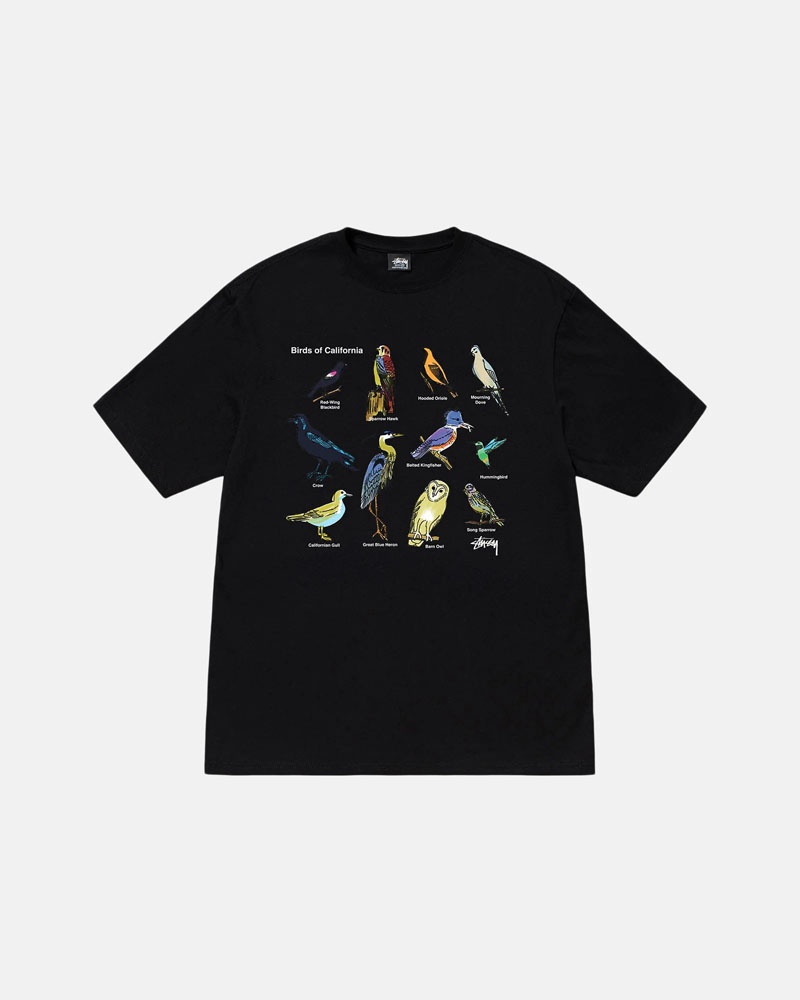 Black Stüssy California Birds T-Shirts | USA TAHQXY706