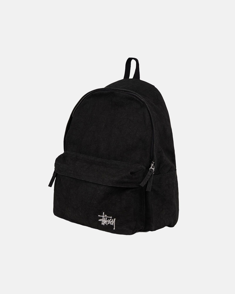 Black Stüssy Canvas Backpack | USA GFQOLD619