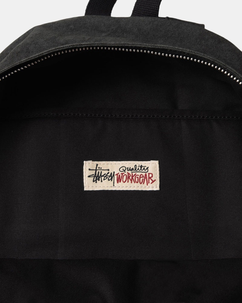 Black Stüssy Canvas Backpack | USA GFQOLD619