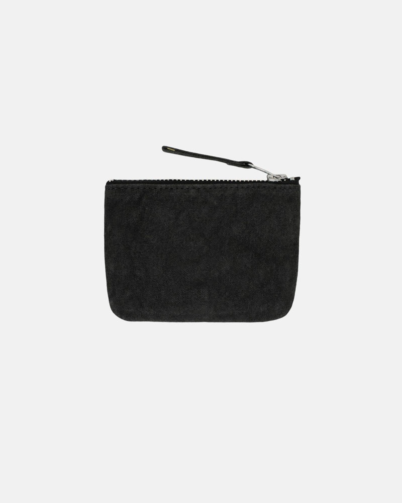 Black Stüssy Canvas Coin Pouch Wallet | USA WSPXKC689