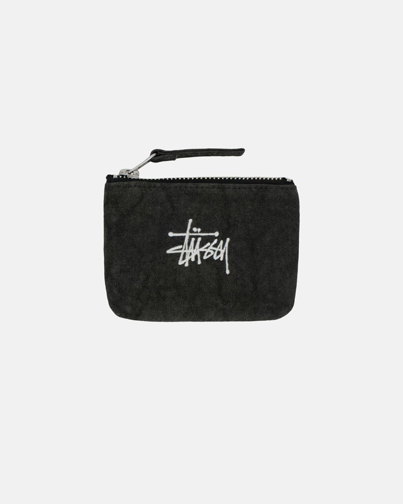 Black Stüssy Canvas Coin Pouch Wallet | USA WSPXKC689