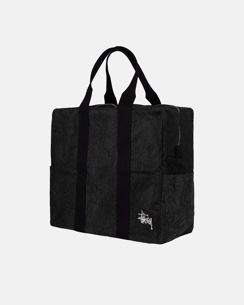 Black Stüssy Canvas Flight Tote Bags | USA PRDGXM980