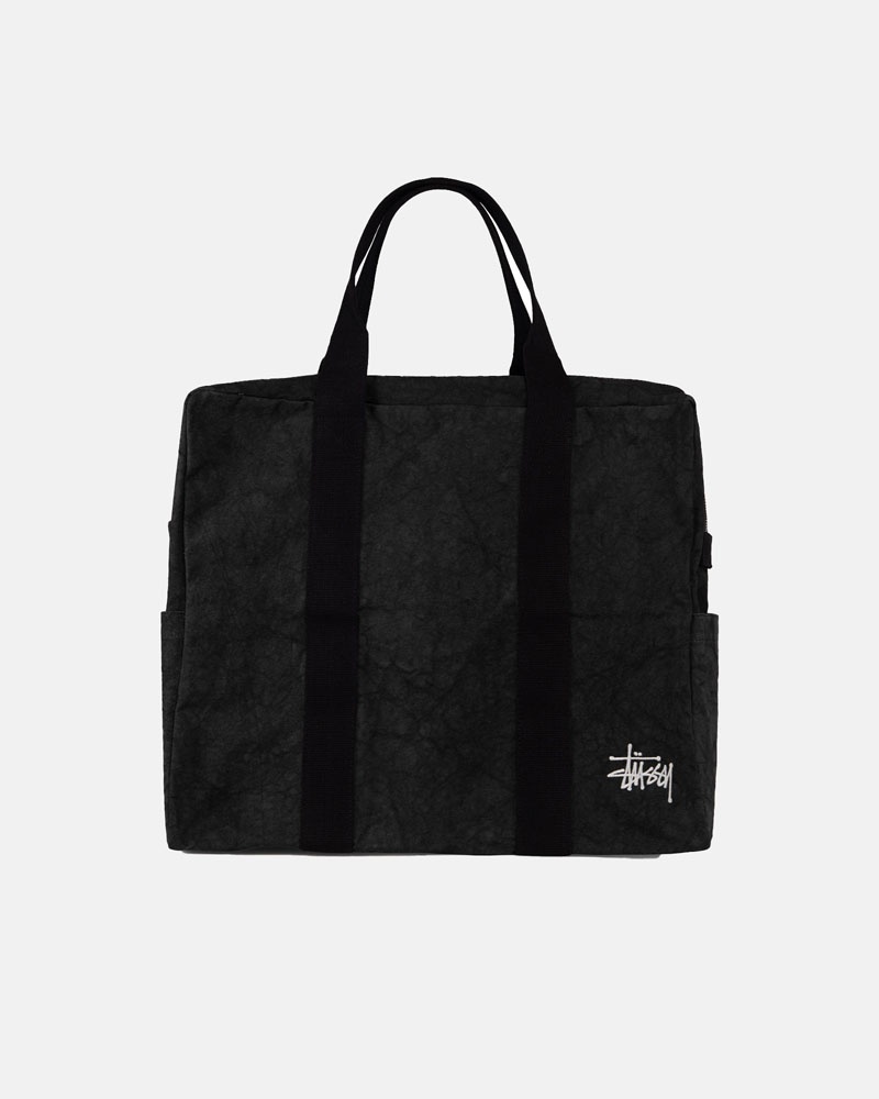 Black Stüssy Canvas Flight Tote Bags | USA PRDGXM980