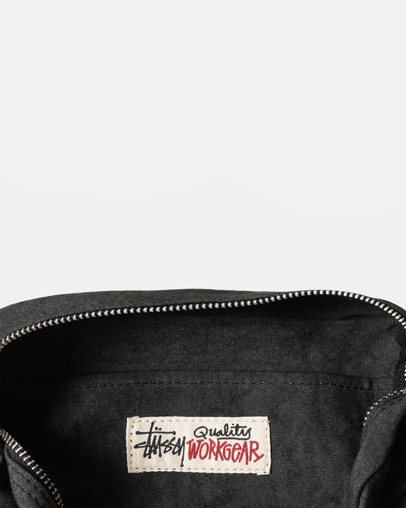 Black Stüssy Canvas Side Pouch Crossbody Bags | USA YMTPZJ395