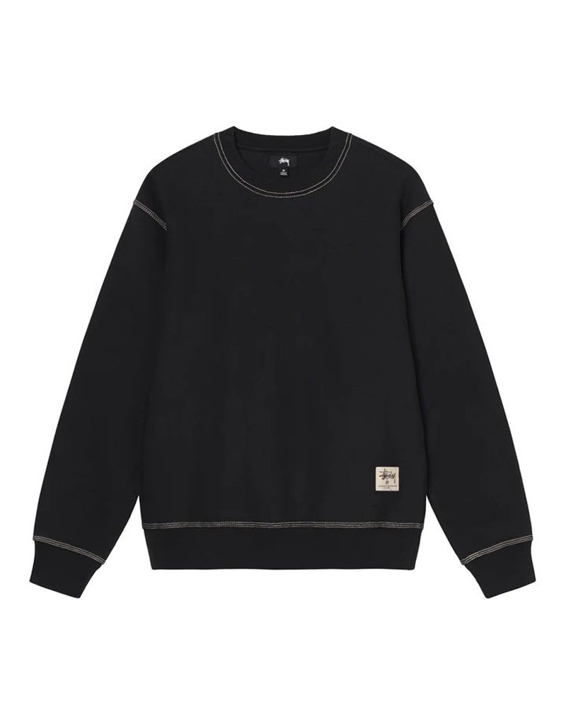 Black Stüssy Contrast Stitch Label Crew Sweatshirt | USA EAVDYG695