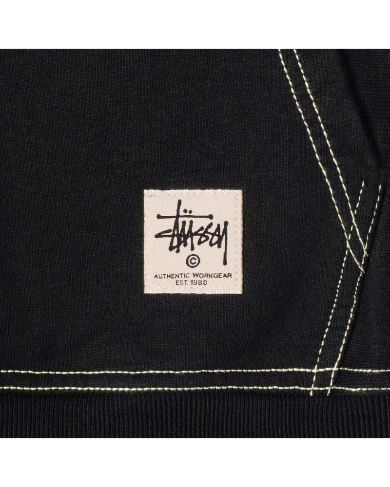 Black Stüssy Contrast Stitch Label Hoodie | USA QRZKST528