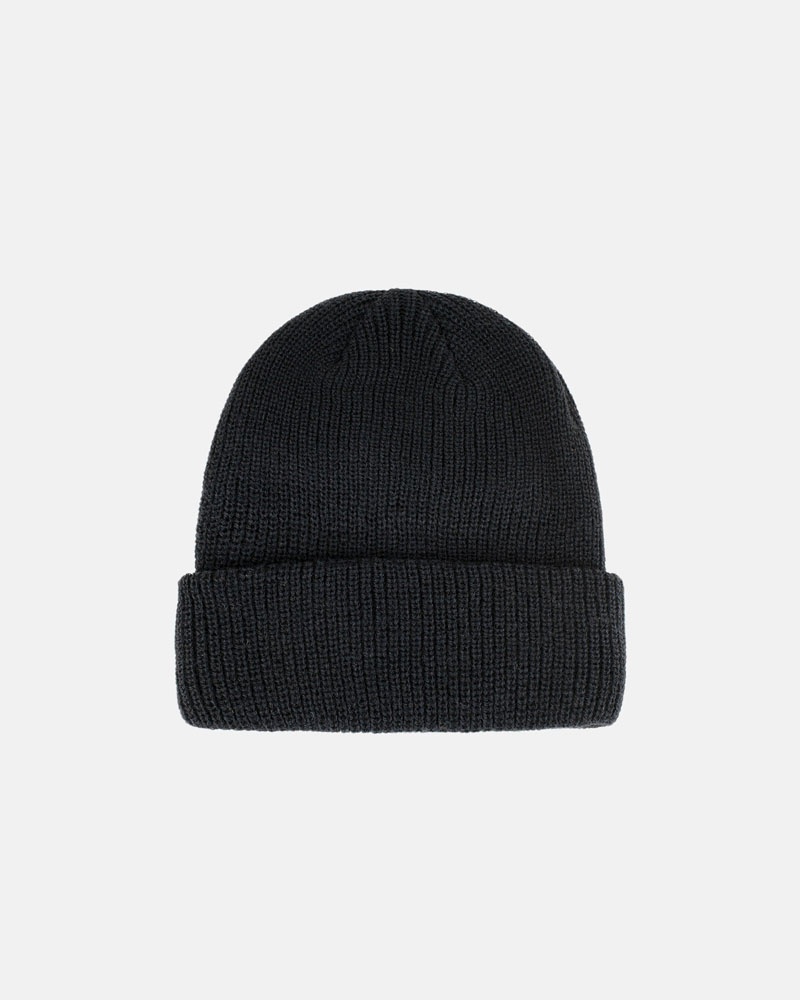 Black Stüssy Cuff Basic Beanie | USA CHYWKQ492