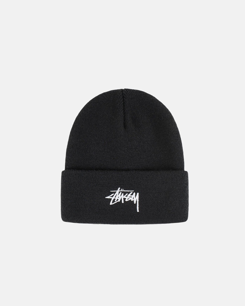 Black Stüssy Cuff Stock Beanie | USA WIJHYS237