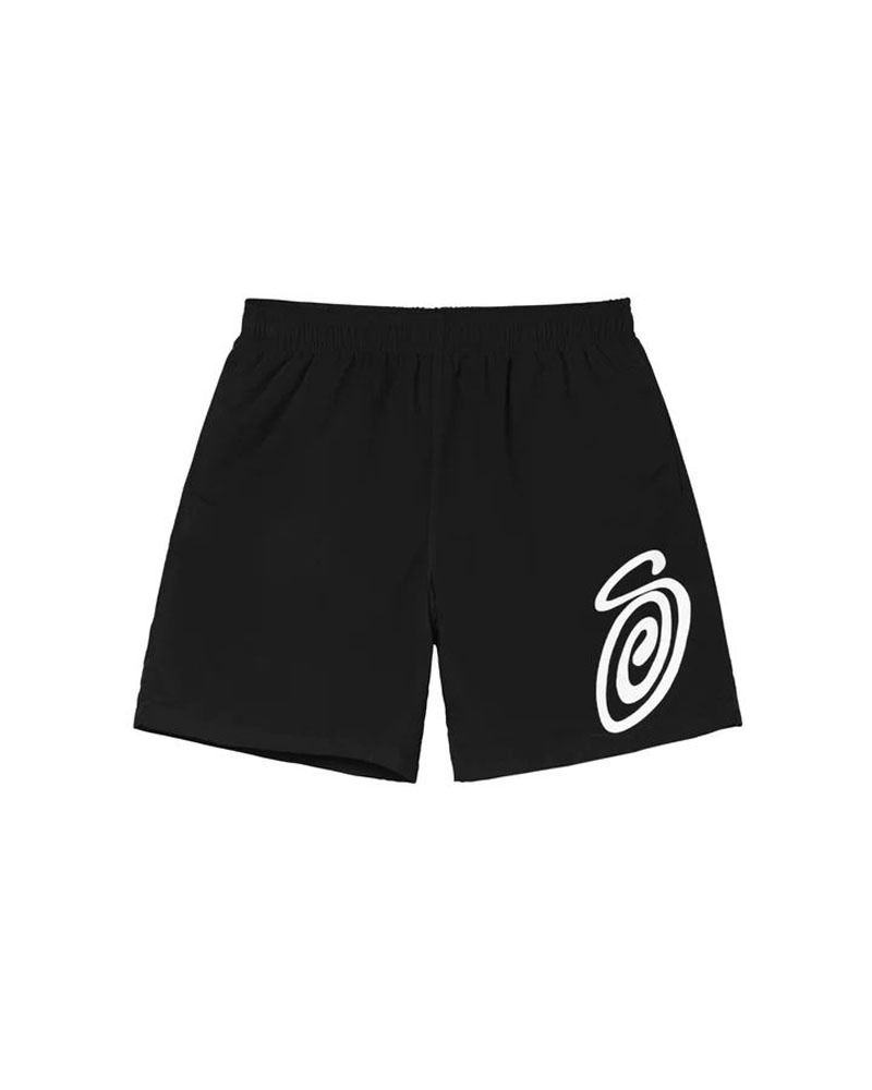 Black Stüssy Curly S Water Shorts | USA JIMDBZ795