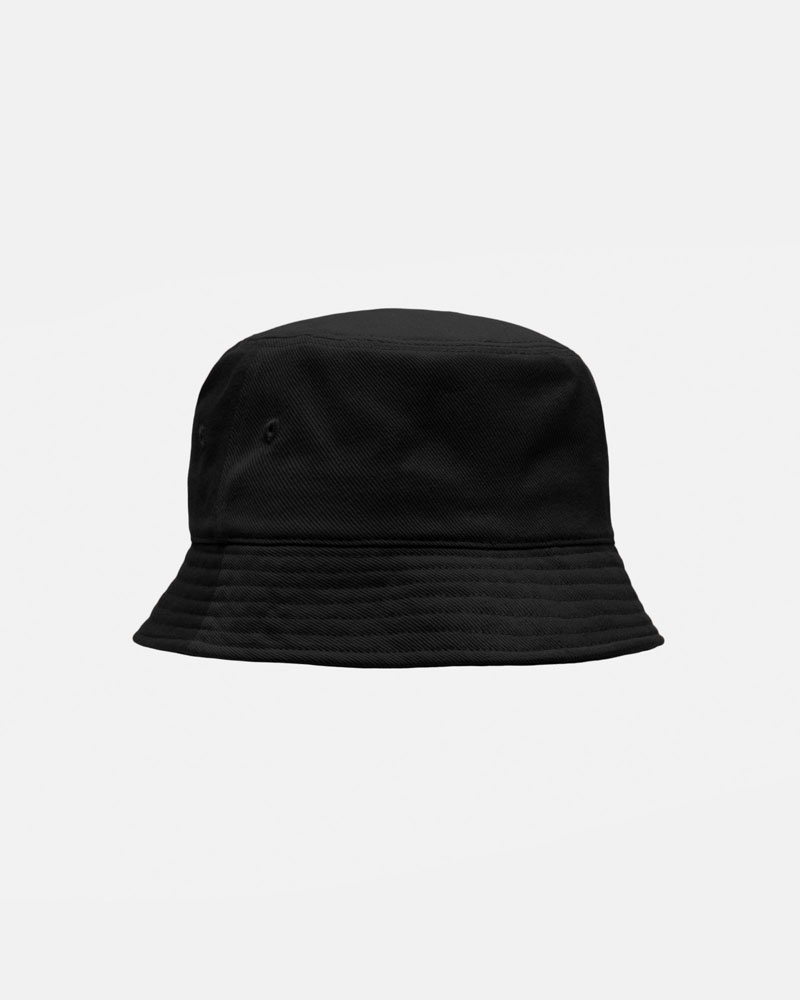 Black Stüssy Deep Bucket SS Link Hats | USA EAZWUY014