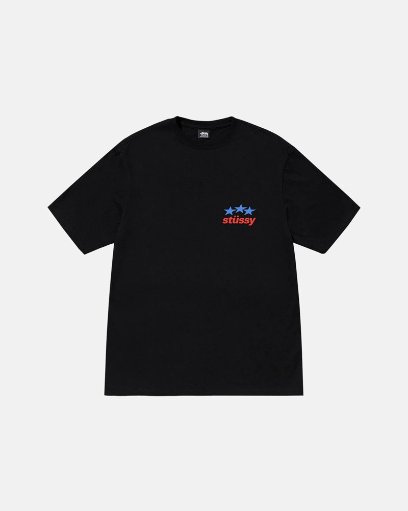 Black Stüssy Designs Usa T-Shirts | USA WCZOHQ216