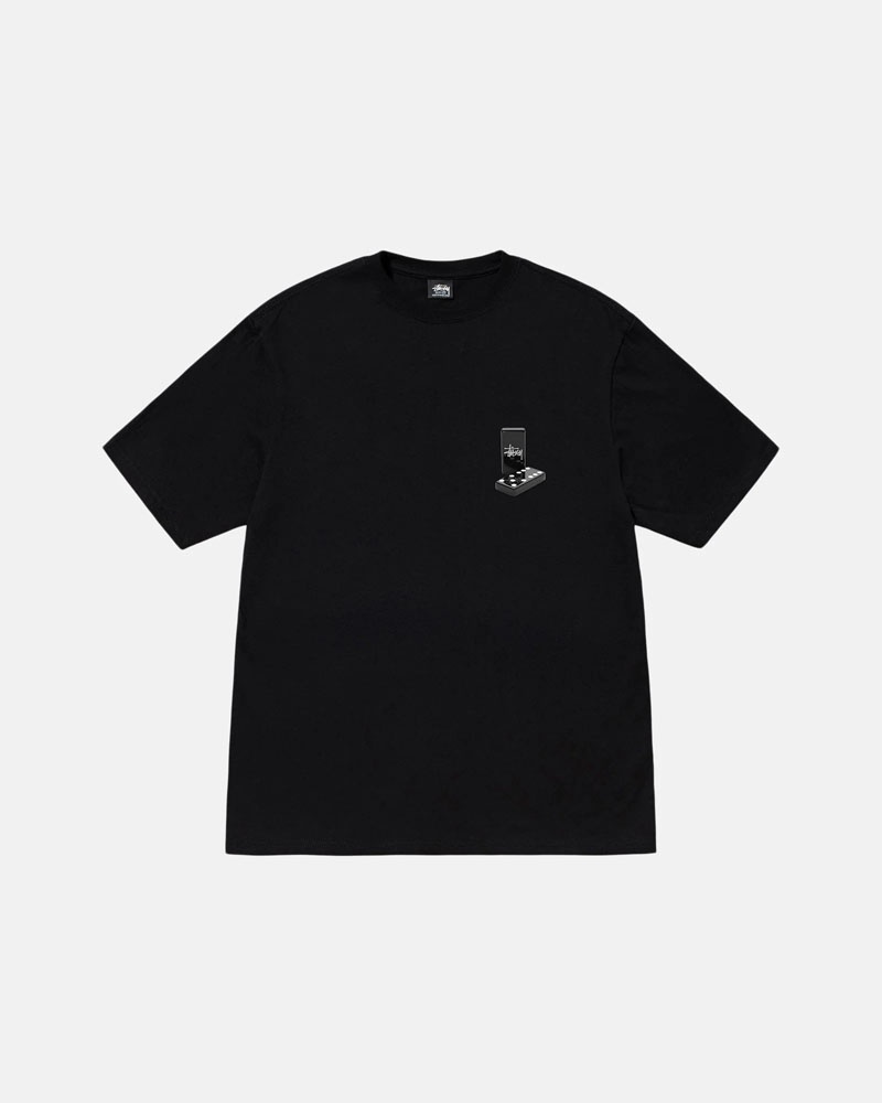 Black Stüssy Dominoes T-Shirts | USA ATNECY923