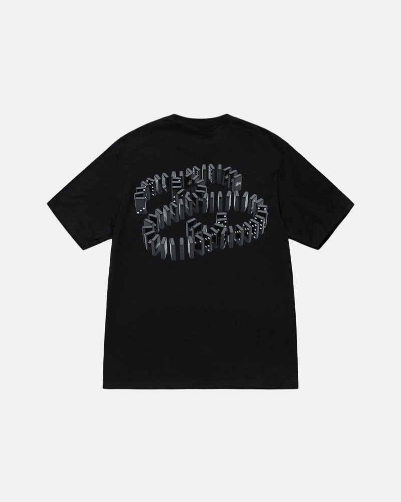 Black Stüssy Dominoes T-Shirts | USA ATNECY923