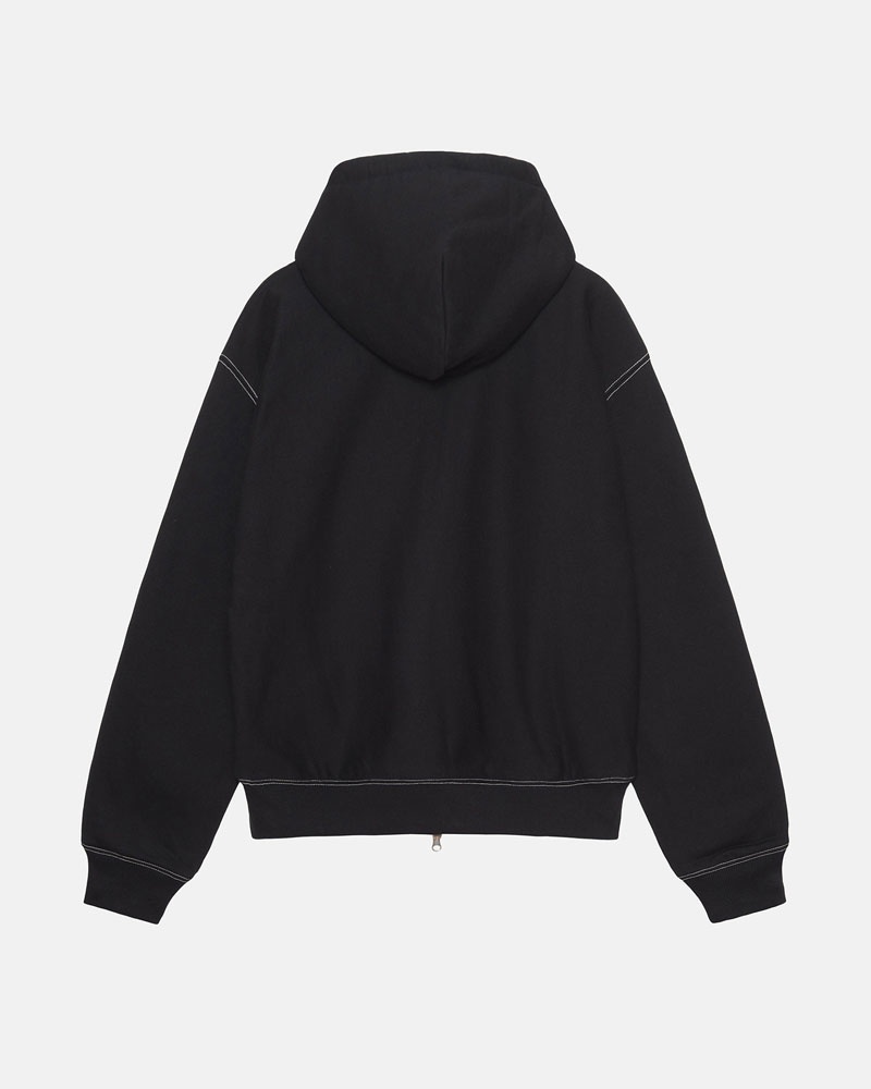 Black Stüssy Double Face Label Zip Hoodie | USA XLSJHQ572