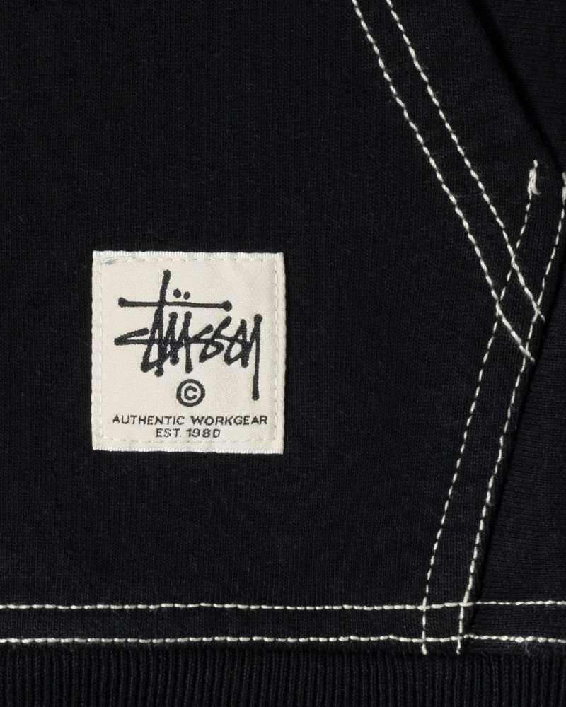 Black Stüssy Double Face Label Zip Hoodie | USA XLSJHQ572