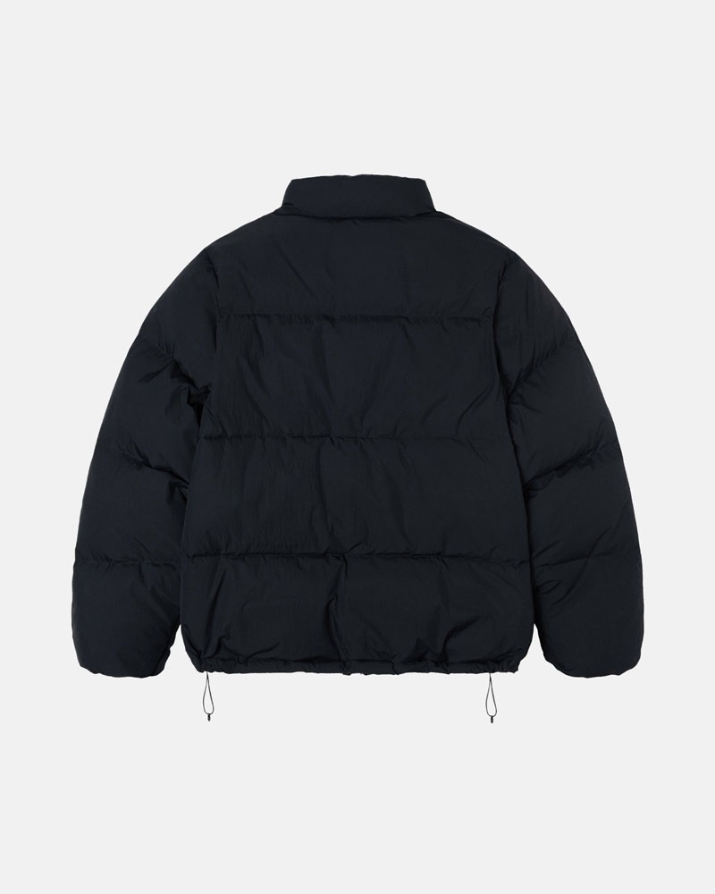 Black Stüssy Down Puffer Nylon Jacket | USA QDWXKO628