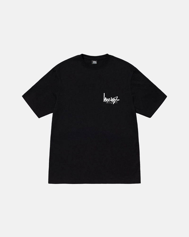 Black Stüssy Flipped T-Shirts | USA LKIAVN538