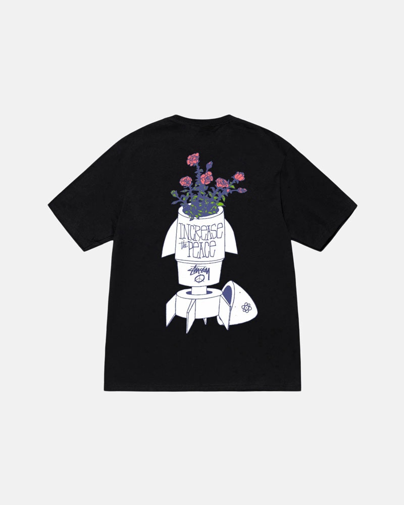 Black Stüssy Flower Bomb T-Shirts | USA EYQLVU168