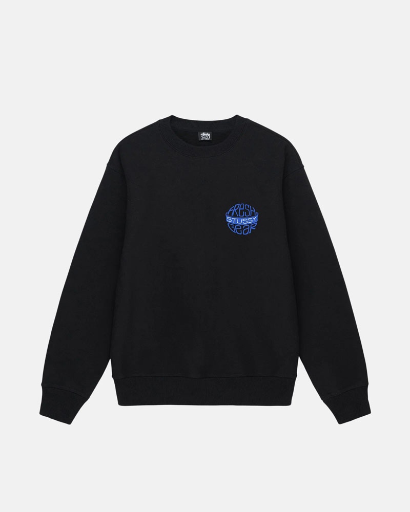 Black Stüssy Fresh Gear Crew Sweatshirt | USA XRNLQY801