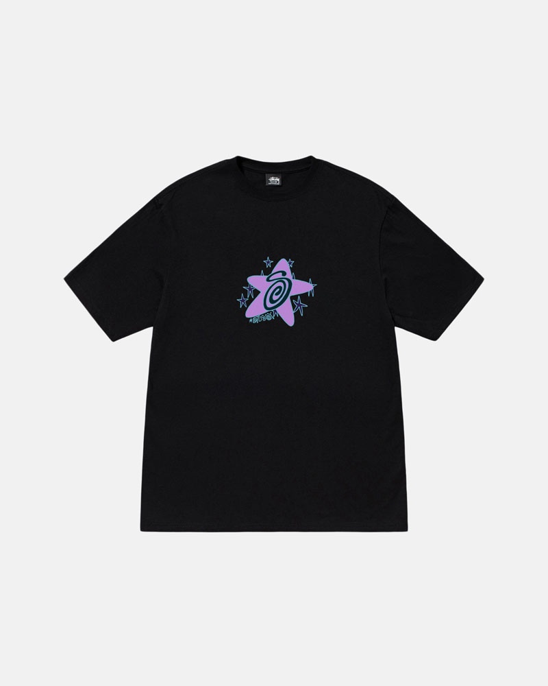 Black Stüssy Galaxy T-Shirts | USA NPDVOK470