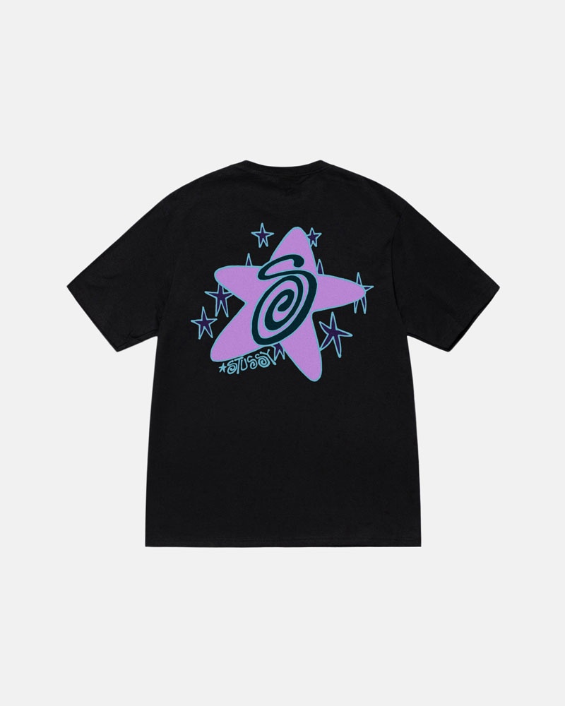 Black Stüssy Galaxy T-Shirts | USA NPDVOK470