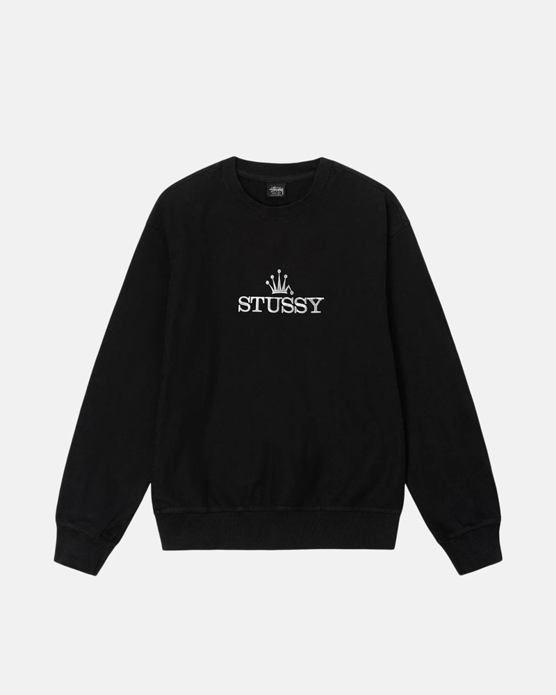 Black Stüssy Glamour Pigment Dyed Crew Sweatshirt | USA TNAJCZ759