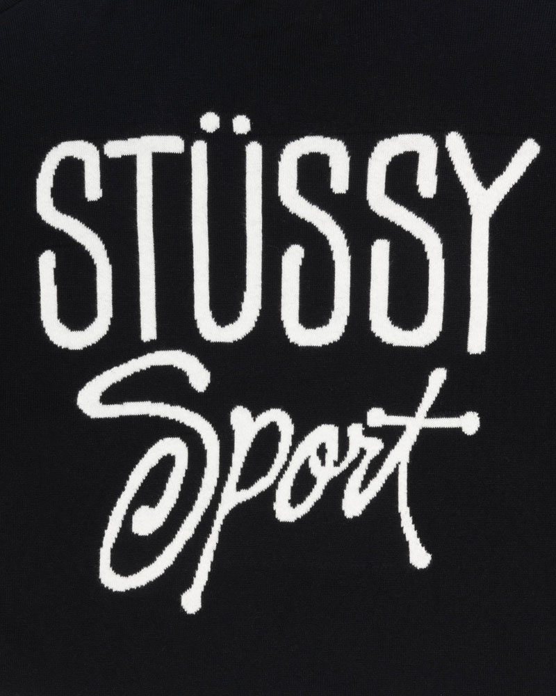 Black Stüssy Hockey Sweater | USA YDXUBS610