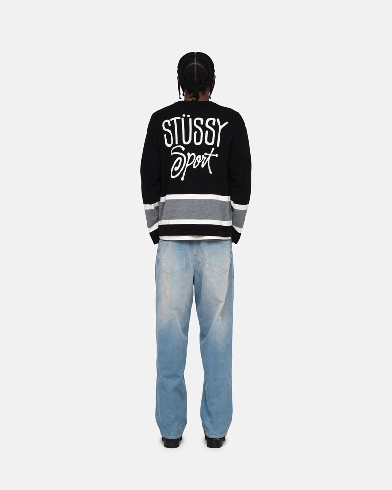 Black Stüssy Hockey Sweater | USA YDXUBS610