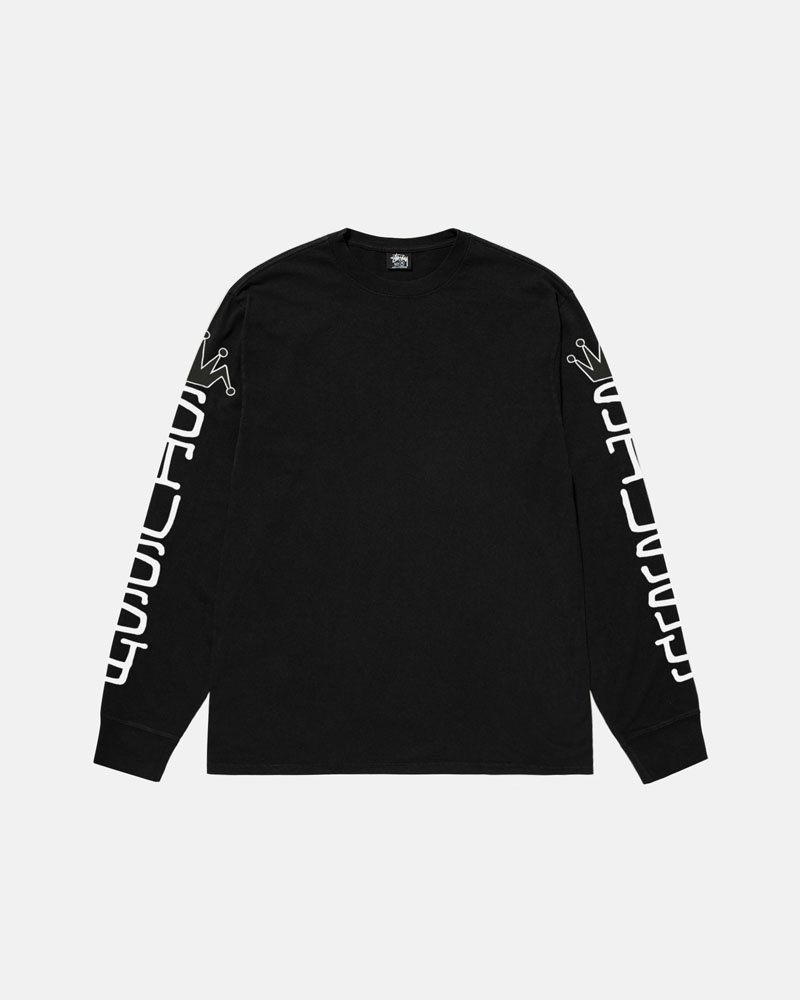 Black Stüssy Jumbo LS Pigment Dyed T-Shirts | USA KJOPAW642