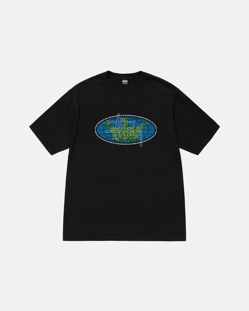 Black Stüssy King Of The World Pigment Dyed T-Shirts | USA EGUIRY825