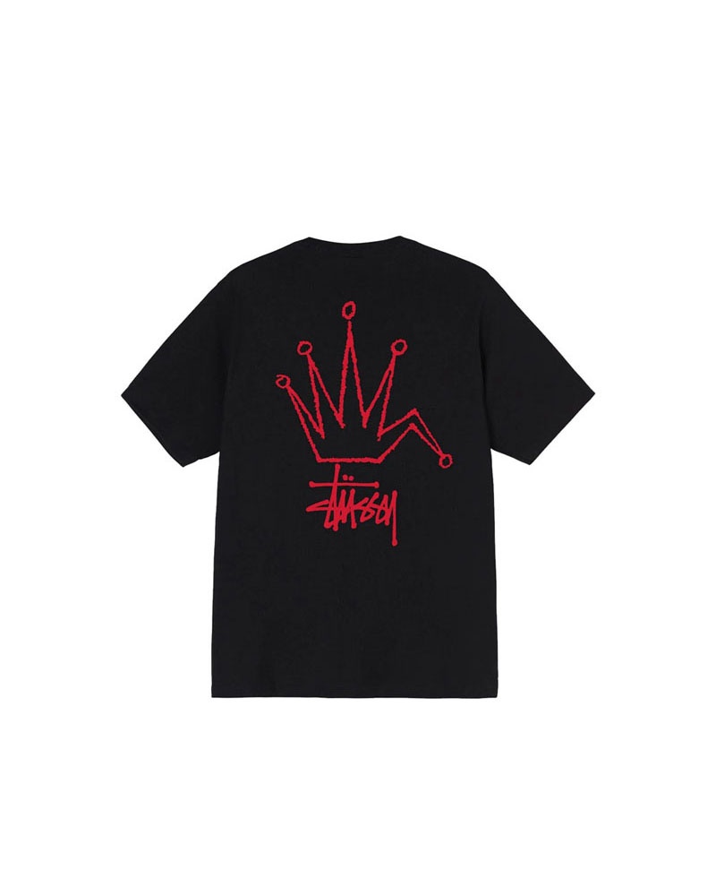 Black Stüssy Mens Broken Crown T-Shirts | USA VMYUTO601