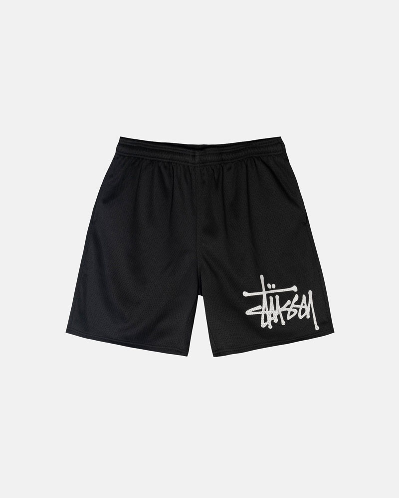 Black Stüssy Mesh Short Big Basic Shorts | USA BXDQNC569