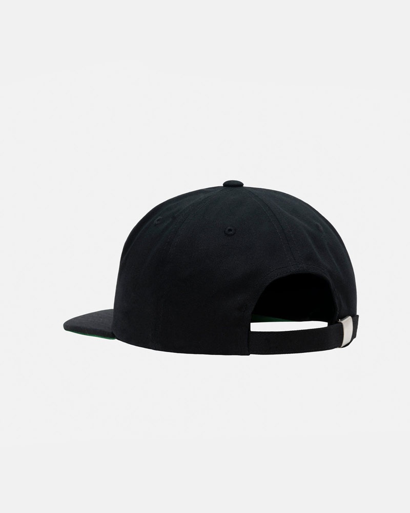 Black Stüssy Mid-Depth Basic Star Strapback Caps | USA QXOVWF057