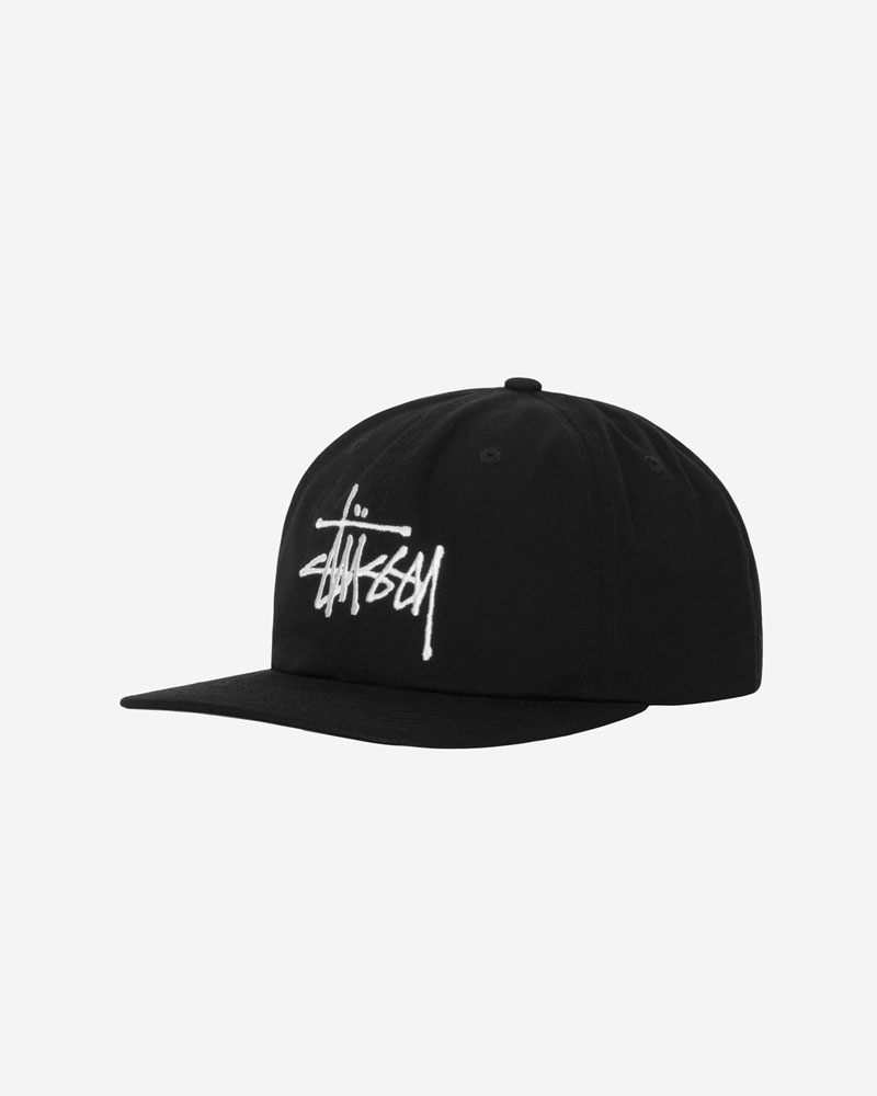 Black Stüssy Mid-Depth Basic Strapback Caps | USA HZLSCB903