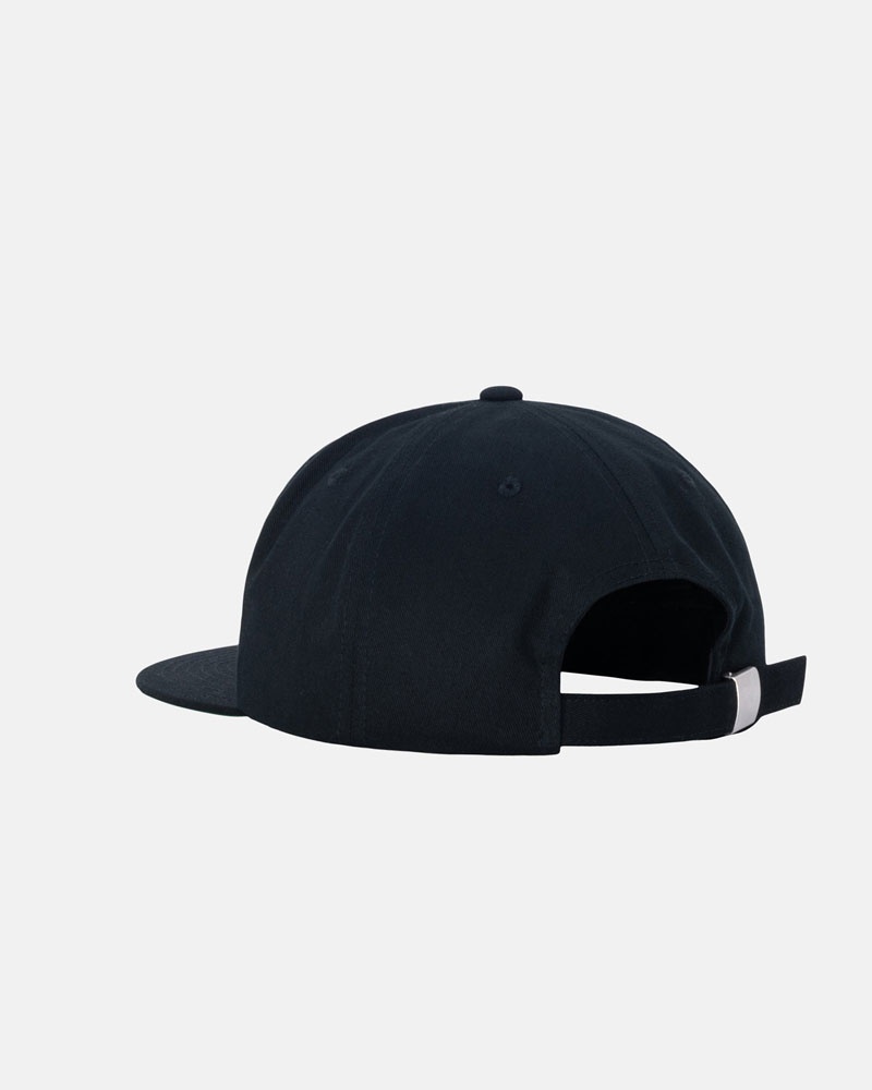 Black Stüssy Mid-Depth Stu Arch Strapback Caps | USA LXBQZO524