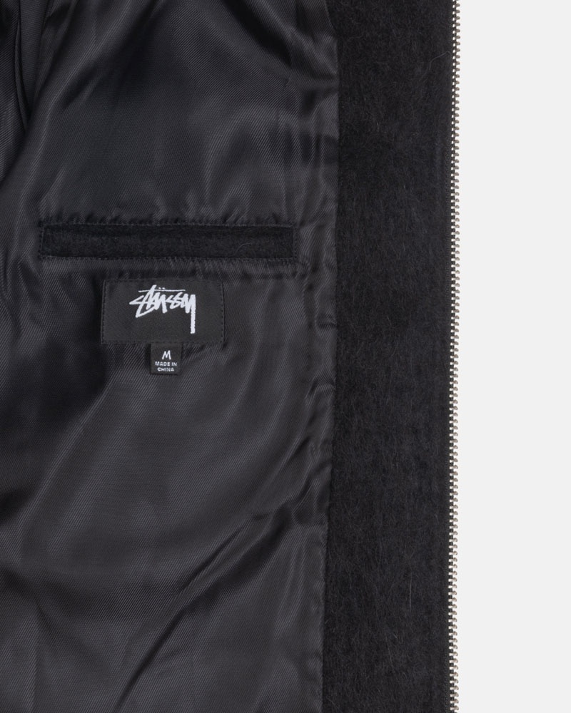 Black Stüssy Mohair Club Jacket | USA JBFDPS803